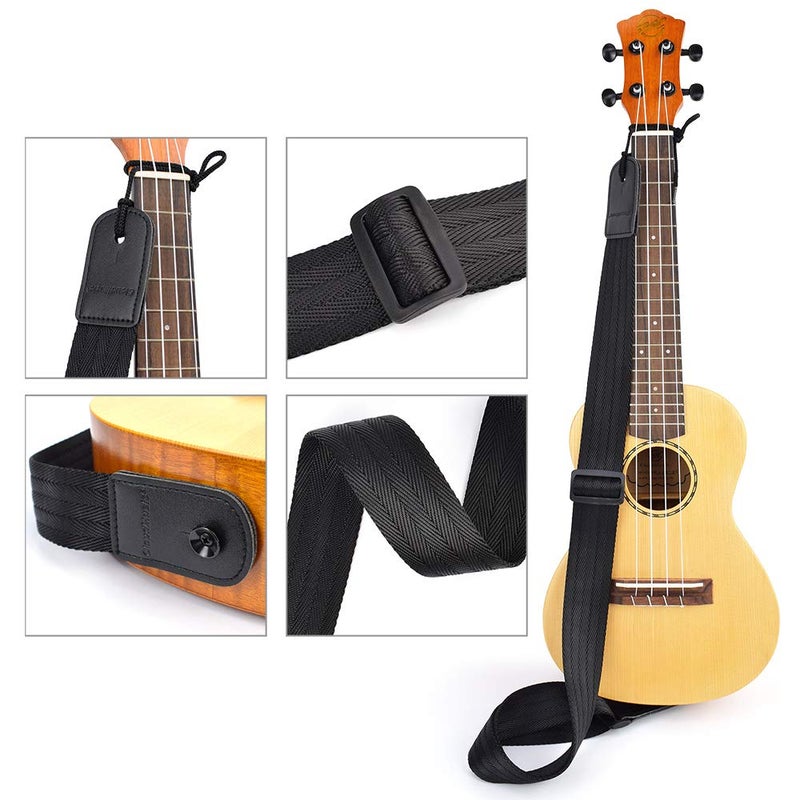 CLOUDMUSIC Tenor Concert Soprano Baritone Ukulele Strap Coloful Floral Pattern Straps With 2 Buttons For Adult Size And Kids Color Black - Image 3